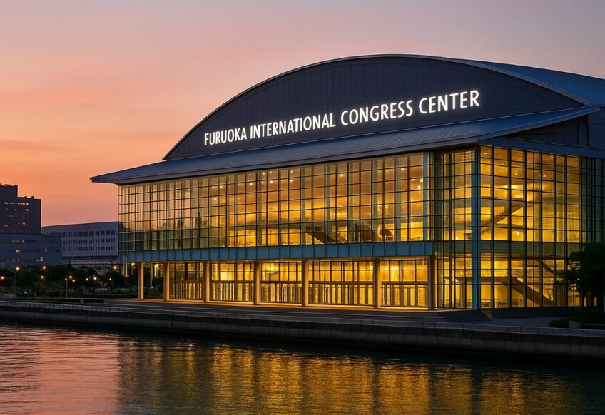 福岡国際会議場の外観とベイサイドの風景