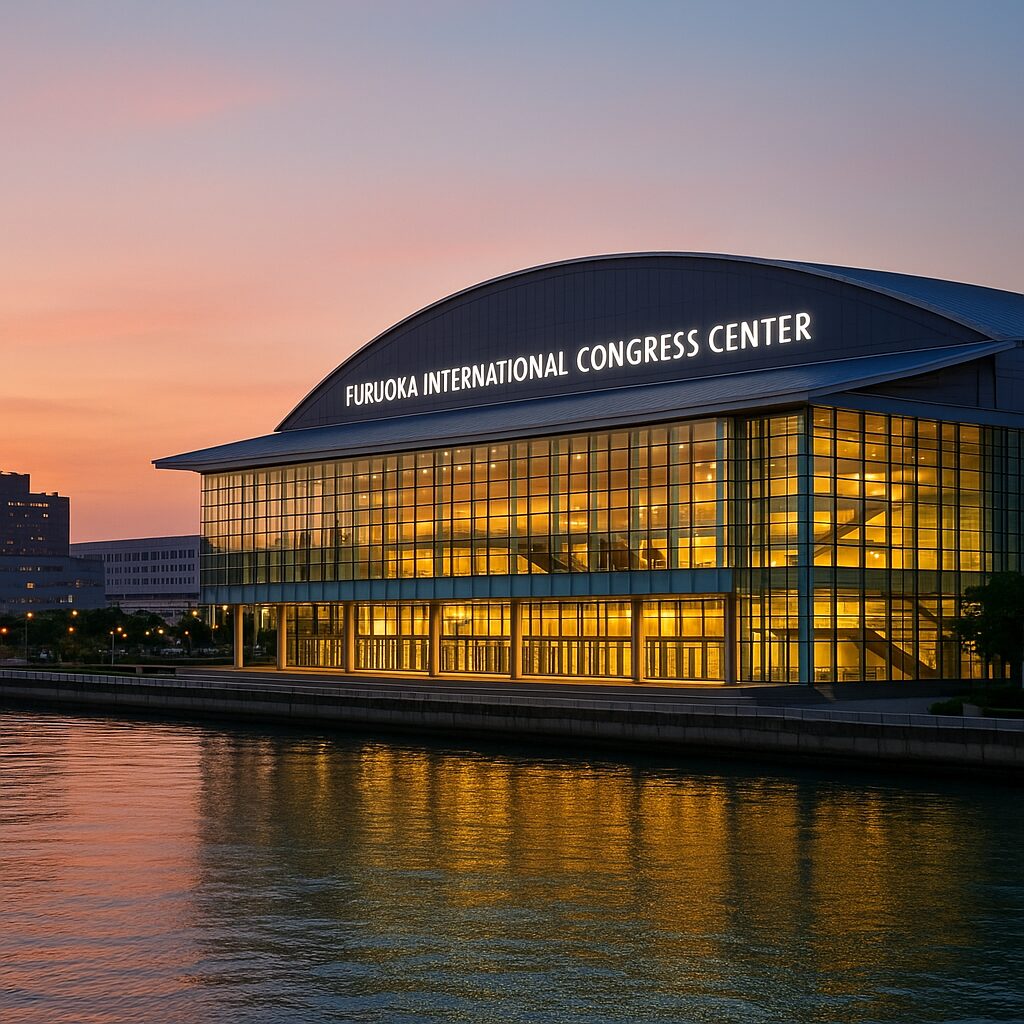 福岡国際会議場の外観とベイサイドの風景