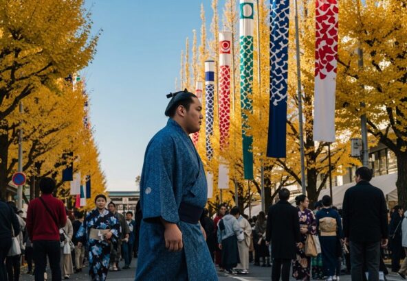 大相撲九州場所シーズン！福岡国際センター周辺の賑わいと力士との出会いのイメージ画像