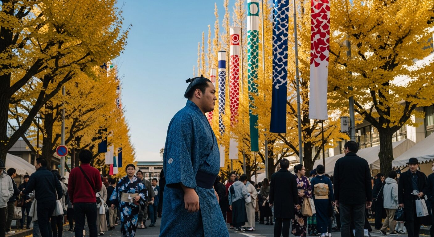 大相撲九州場所シーズン！福岡国際センター周辺の賑わいと力士との出会いのイメージ画像