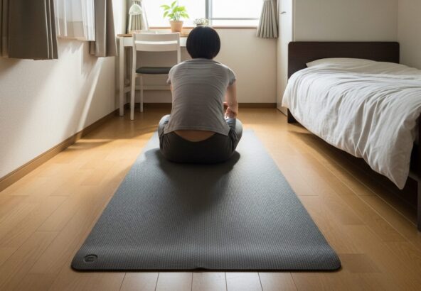 お部屋でヨガ・ストレッチ！1Kの広さを活かした健康維持とリラックスのイメージ画像
