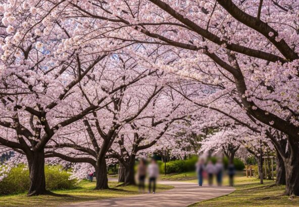 福岡市民の憩いの場「舞鶴公園」でお花見散歩のイメージ画像