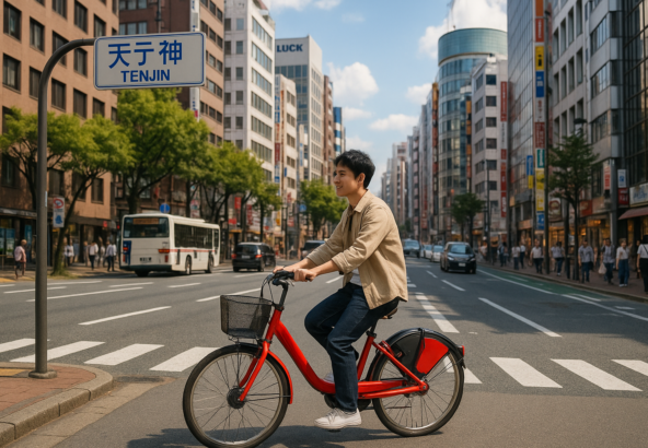 天神エリアまで自転車で！シェアサイクル「チャリチャリ」活用ガイドのイメージ画像