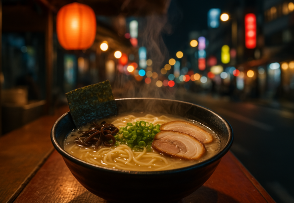 夜食にぴったり！博多のソウルフード「豚骨ラーメン」深夜営業のお店のイメージ画像