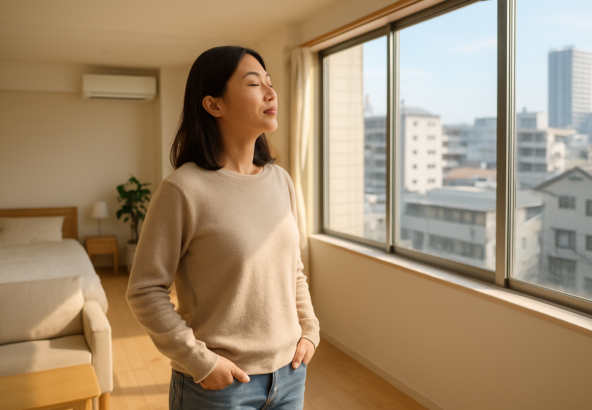 ビジネスホテルの狭さに疲れたら…広々1Kマンションで深呼吸のイメージ画像