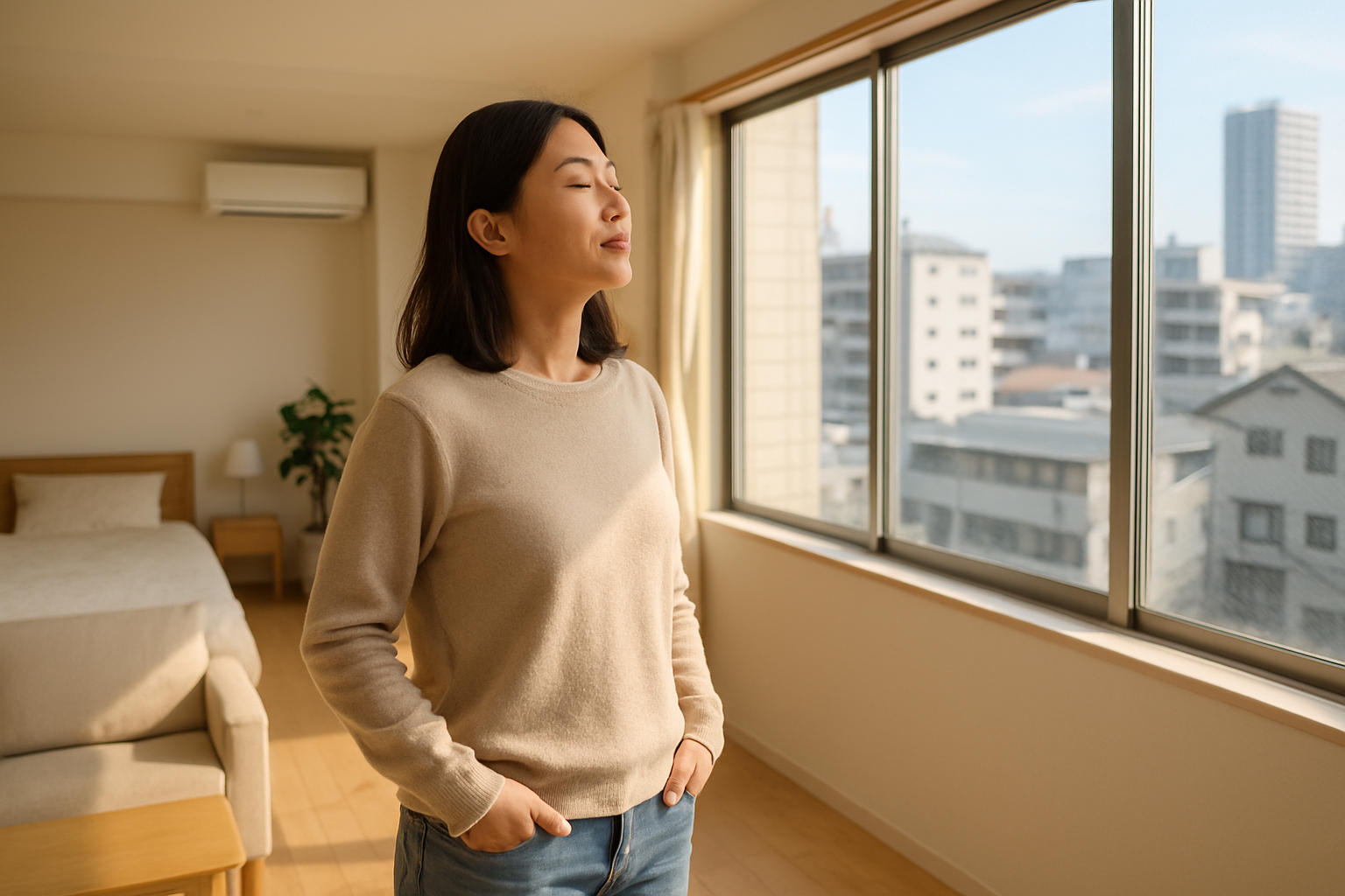 ビジネスホテルの狭さに疲れたら…広々1Kマンションで深呼吸のイメージ画像